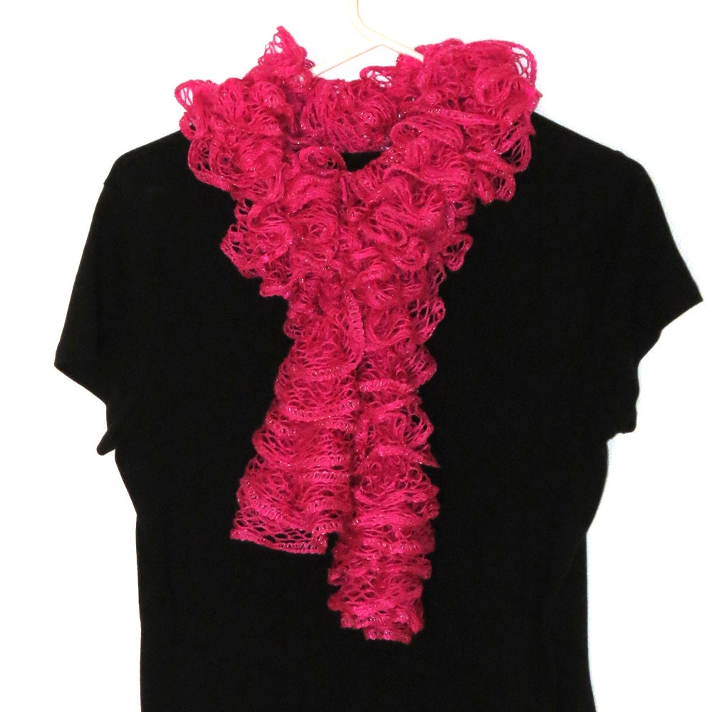 Pink Ruffle Scarf 76"