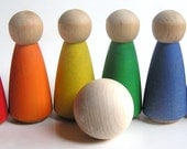 NEW-Wood Toy-  PRINCESS BOWLING - Rainbow -Waldorf- Montessori -Educational - Toddler-Game