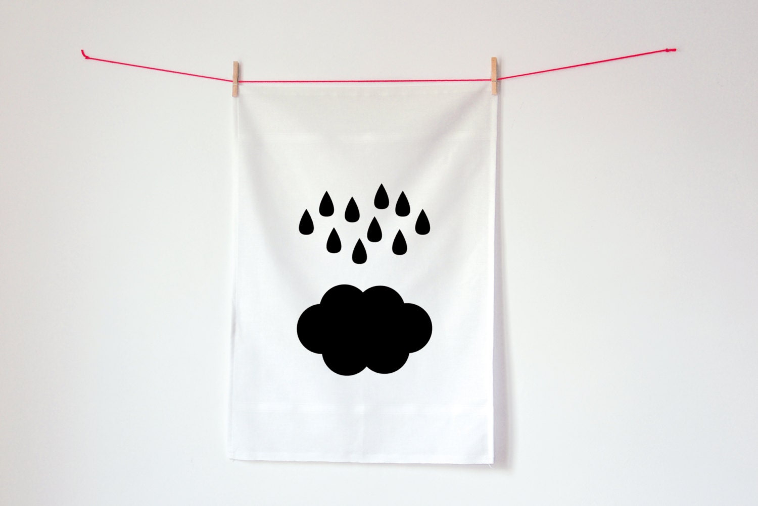 Rain & cloud tea towel / Screen printed