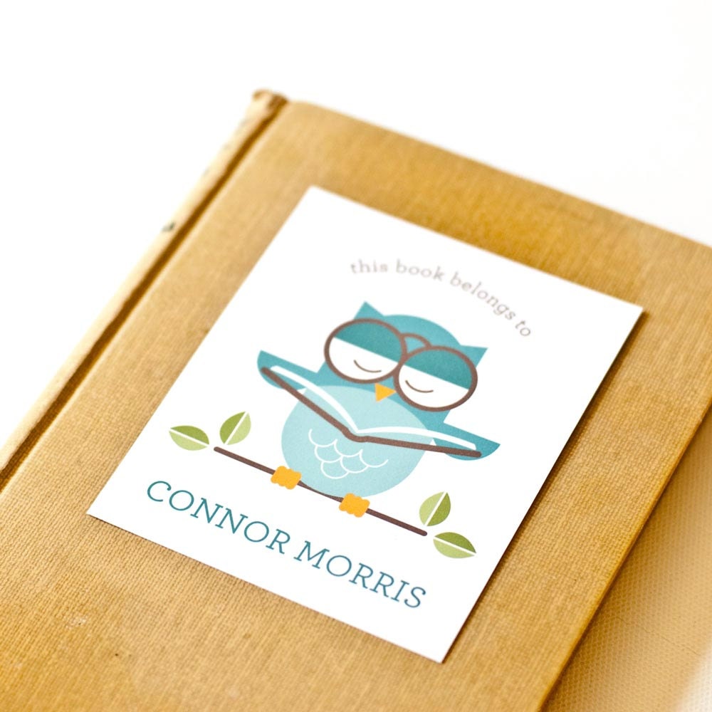 Personalized Bookplates, Childrens Bookplate Sticker // OWL
