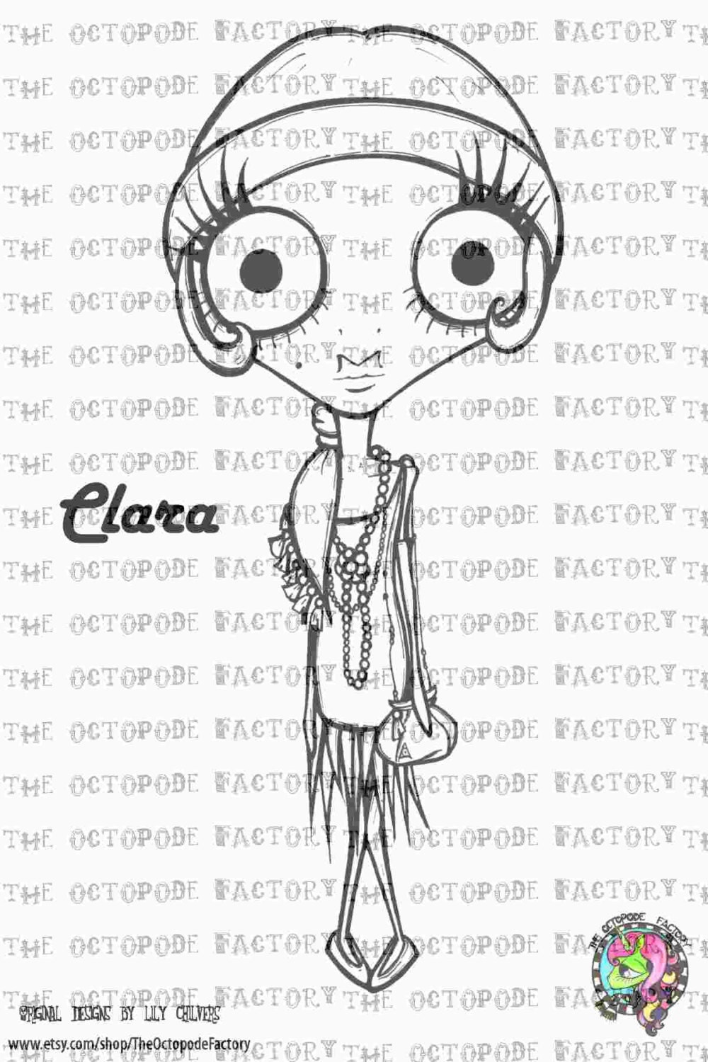 INSTANT DOWNLOAD Clara the Flapper digital stamp image