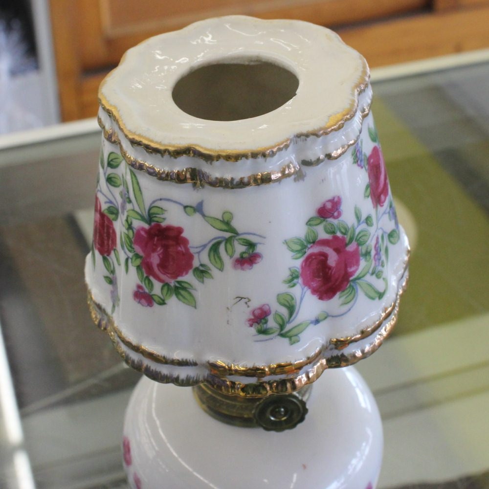 Vintage Made in Japan Floral Oil Lamp