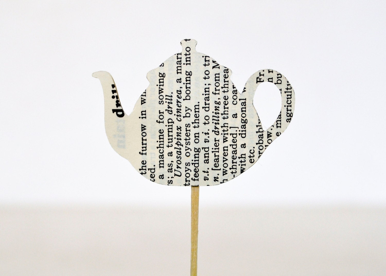 Teapot Tea Party Cupcake Pick Recycled Paper Cake Topper Set of 12