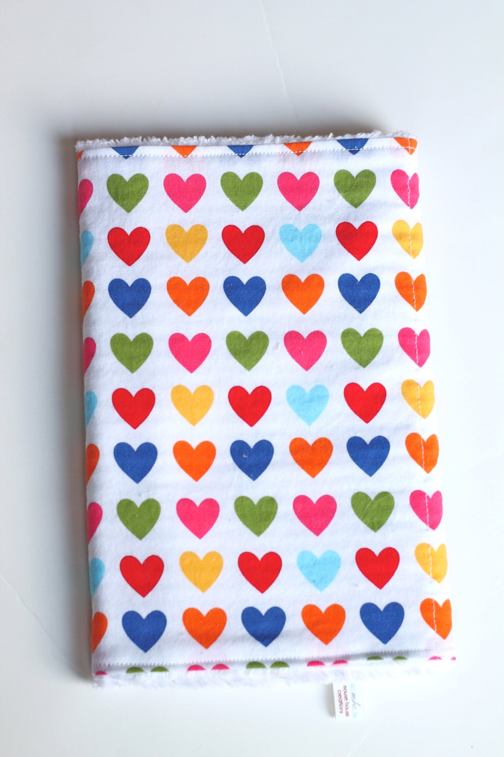 Rainbow Hearts  Burp Cloth  Baby Girl Gift  Ready to Ship  Robert Kaufman Anne Kelle Rainbow Remix
