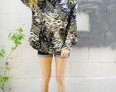 ZEBRA leopard mixed print SAFARI chic jungle blouse. 90s bold graphic print. strong shoulder top
