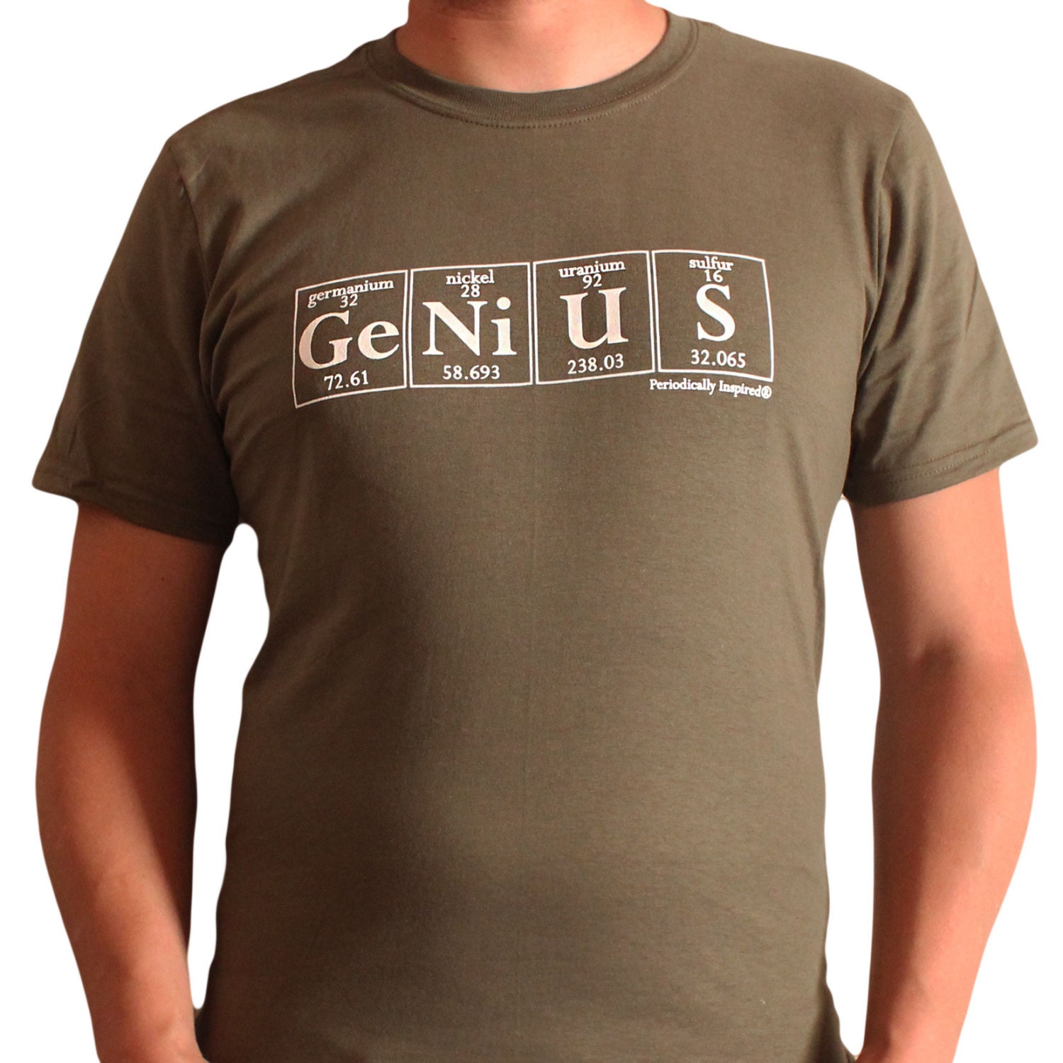 Science Shirt - GENIUS Periodic Table Men's T-Shirt by Periodically Inspired - Now featured in CBS's The Big Bang Theory Web Store