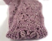 Crochet Headband, Boho Hairband, Wool - Lavender With Silver Metallic Highlights
