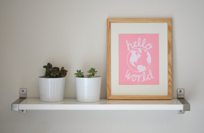 PRINT - Hello World - Screen Print - Pink