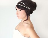 Bridal Headband, Art Deco style Rhinestone and Pearl, Bridal Hair, Ivory Tiara, wedding accessory, Flapper - La Rose 1920