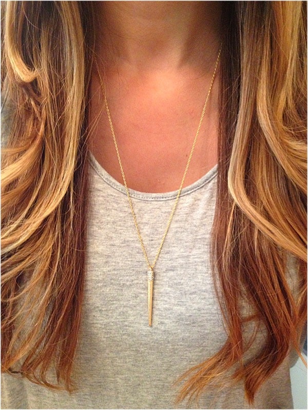 Gold Rhinestone Spike Necklace
