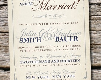 EAT DRINK & Be MARRIED Poster Style Wedding  Invitation/Response Card - You print