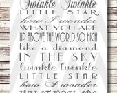 Twinkle Twinkle Little Star - Printable Poster in Pink OR Blue Chevron