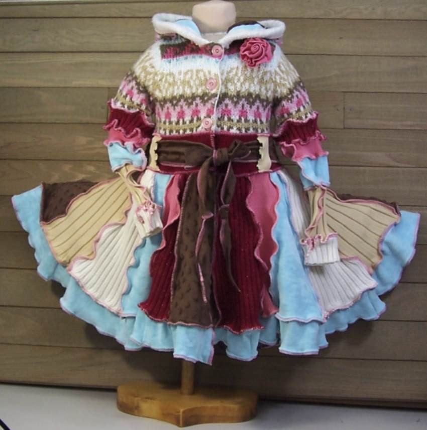 Bohemian Childrens Colorful Sweater Jacket Size 4/5 OOAK