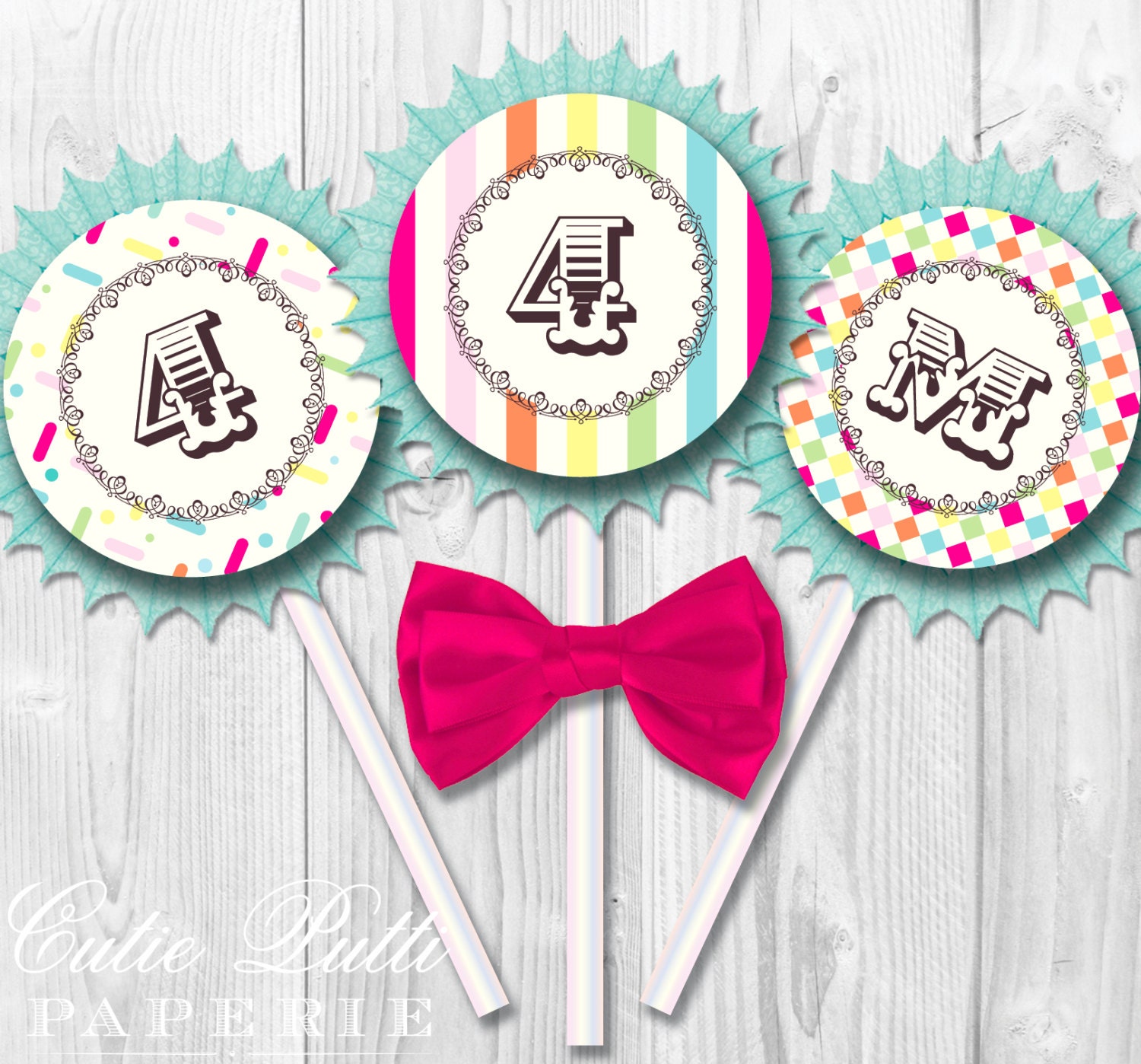 Ice Cream Party - 2inch PRINTABLE CUSTOMIZED CUPCAKE Toppers - Cutie Putti Paperie Il_570xn