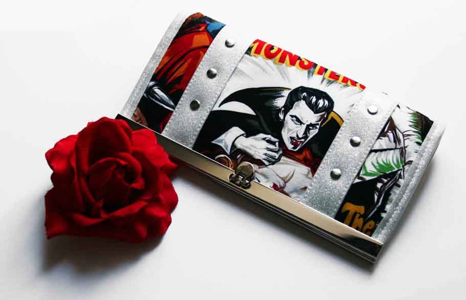 Monster Wallet with Your Choice of Vinyl, Rockabilly, Frankenstein, Dracula, Psychobilly - MADE TO ORDER