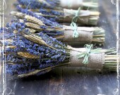 Wheat And Lavender Hand Tied Bouquet - Dried Flower - Herb Herbal Aromatherapy - Purple Neutral Burlap - Weddings - Bridesmaids - European