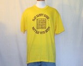 Vintage Soft 70s SAFETY BINGO GRAPHIC Never Worn Men Medium Large 50/50 T-Shirt
