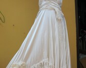 vintage inspired ivory satin and lace halter 'marilyn monroe' style dress...small to 38" bust.