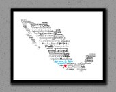 Mexico Print, Mexico Map, Wedding, Destination Wedding, Country, Personalized, Custom, Gift, Cities, City, Housewarming Gift, Mothers Day