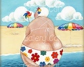 HALF MOON Bay II Digital Collage Sheet Charming Retro Bathing Beauty Tiles Coasters Scrapbooking Crafts from Original Art GalleryCat CS209