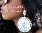 Laser Cut Engraved Acrylic Post Stud Dangle Statement Earrings - DIME PIECE Diva