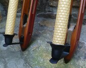2 Weaving Loom Shuttle Candle Sconces Holders. Vintage Antique. Industrial. Primitive. Pair. Wood Brass.