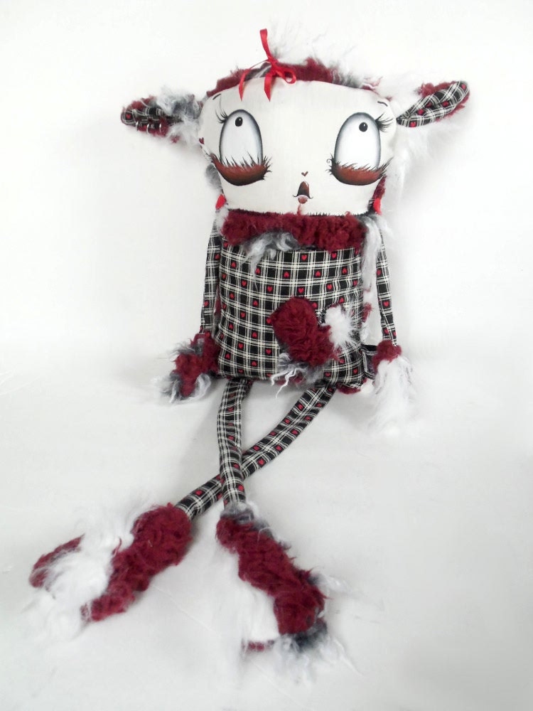 Art Doll Plushie Stuffed The Original Handmade Oddling Boo the Fuzzy Monster