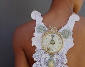 Royal Bridal Bib, Victorian Renaissance Neck Piece, Greek Steampunk Formal Statement Necklace.