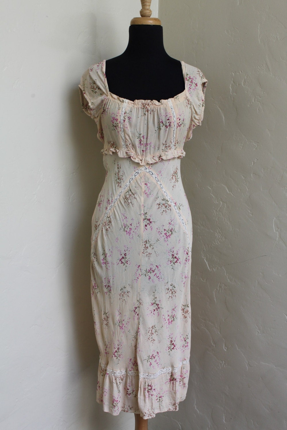 Lovely Vintage Bias Cut Garden Party Dress by Angie - Size Small