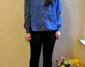 90s Cobalt Blue Basic Oxford Button Up