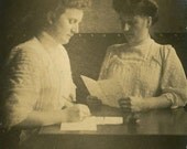 Vintage Photo Postcard "Writing Letters", Photography, Paper Ephemera, Antique, Old Photo, Snapshot, Collectibles - 0111