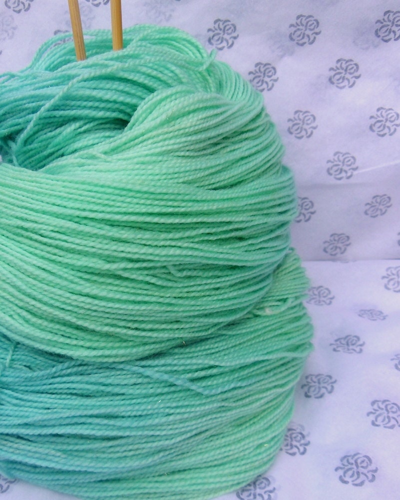 Sparkle Sock Yarn, gold sparkle, hand dyed yarn, 150g, aqua, green
