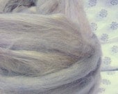 Grey luxury blended tops, rovings for spinning, shetland wool, baby llama, soy silk, special custom blend, hand dyed, 105g
