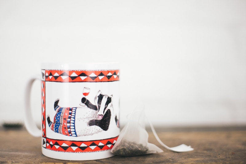 Ceramic Tea & Coffee Mug - Tipsy Badger