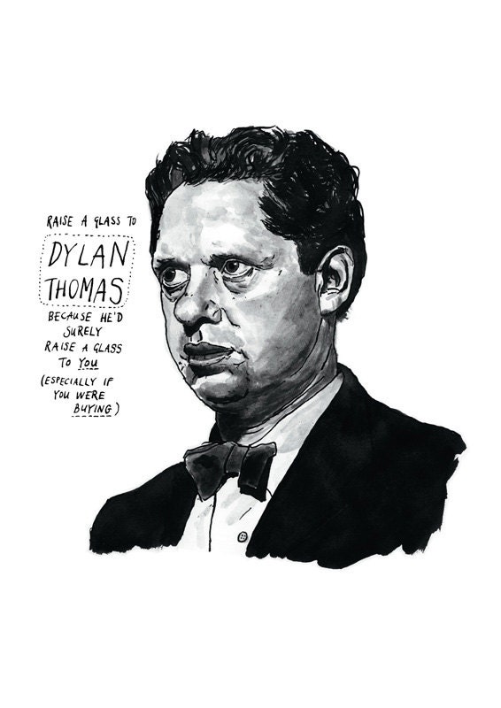 Dylan Thomas poster print Great Welsh Poet Literary Print