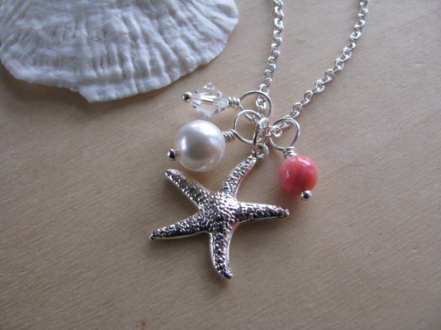 Bridesmaid Jewelry White Coral Wedding Necklaces with Starfish Charm Beach Destination Wedding Jewelry