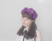 Violet Sunflower Hair Wreath