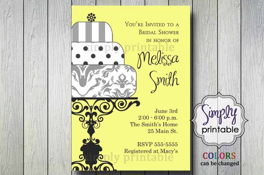 Bridal Shower Invitation Yellow Gray Il_570xn