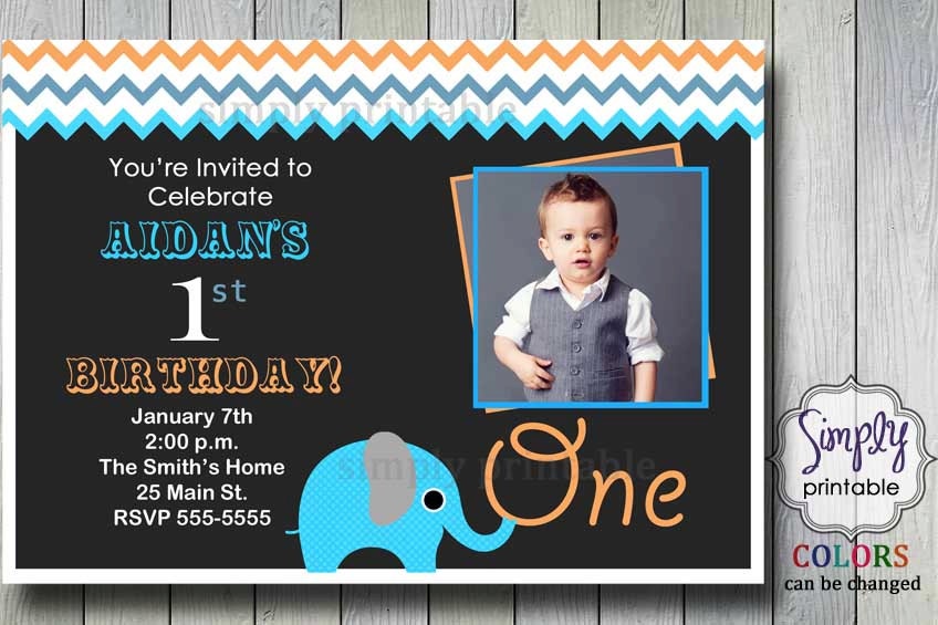 Elephant First Birthday Invitation Il_570xn