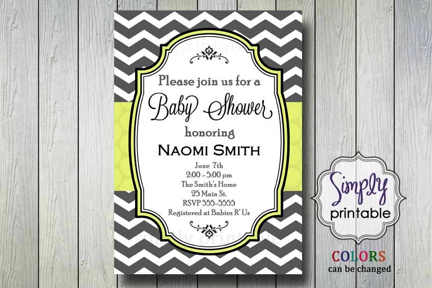 Yellow Chevron Baby Shower Invitation Il_570xn