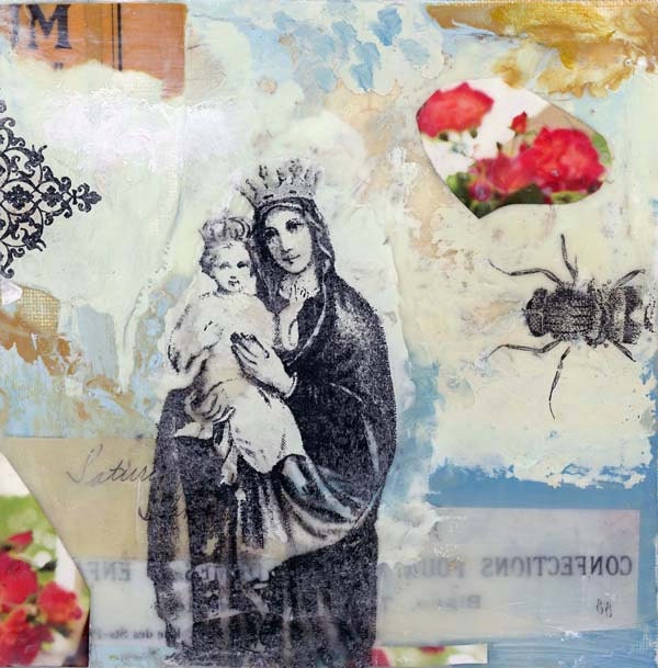 Original Encaustic Painting- "Our Lady"  Encaustic Art by Angela Petsis