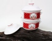 Soup Bowls, Campbell Soup Kids, Advertising Bowls, Covered Dish  - Red / White / Collectible Porcelain