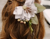 Julia Bridal Headpiece Bridesmaid Maid-of-Honor Hair Fascinator Feather Flower Garden Millinery Comb Custom Color