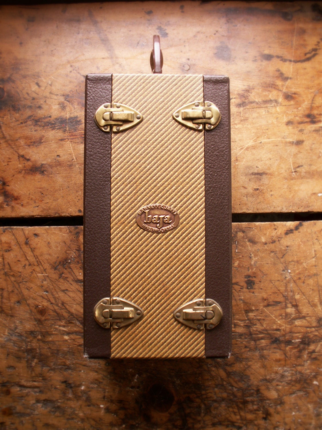 Vintage Baja Tweed Double Sided Slide Suitcase - Storage Case - with slides