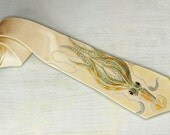 Beach wedding mens tie "Coinchenn Sea Monster at the End of your Tie". Ivory necktie for nautical wedding