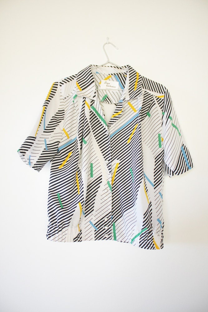 Hey You 80s White Pattern Blouse