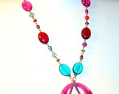 Cotton Candy Carnival Necklace Up-cycled Re-purposed Jewelry Pink Blue Purple