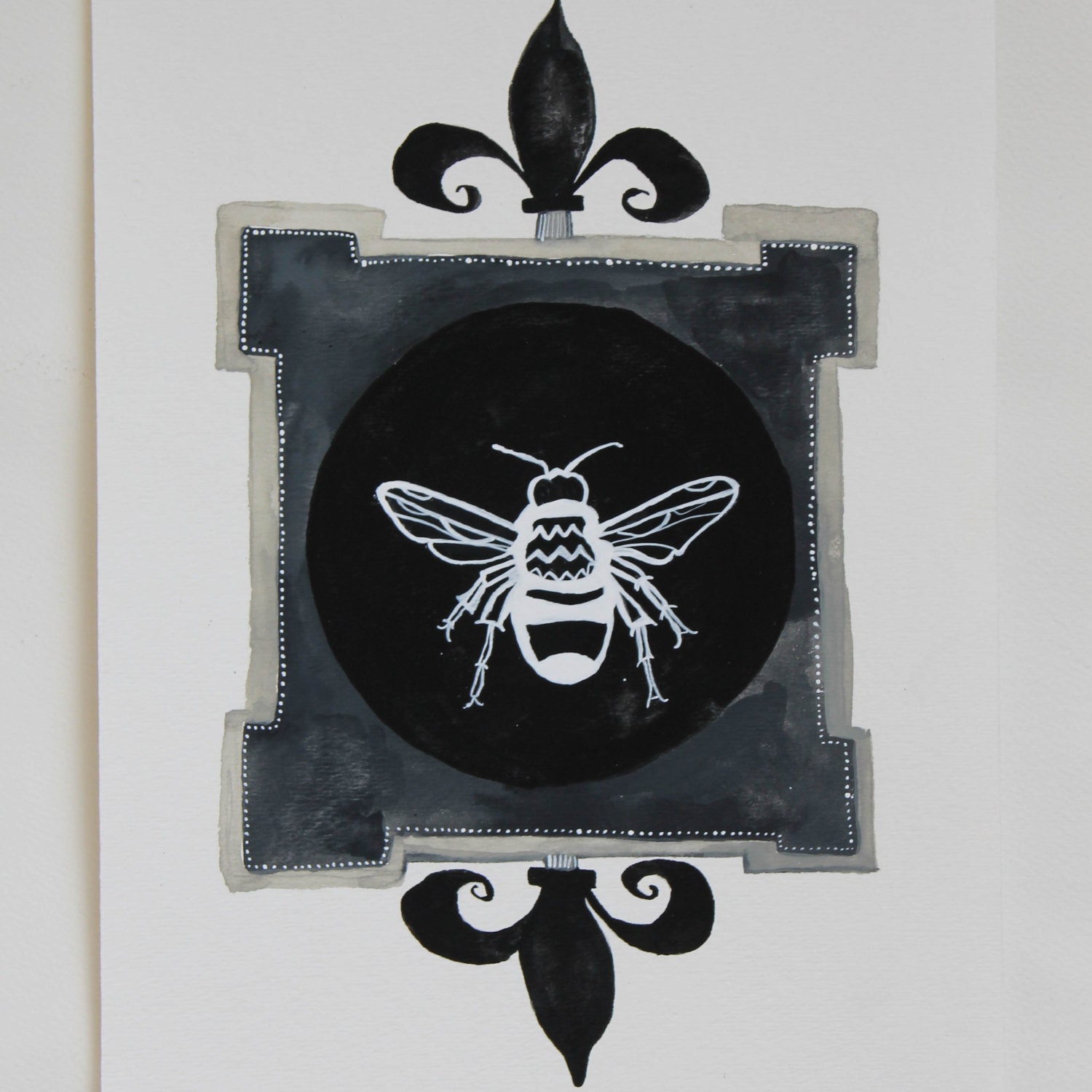 Royal Bee Specimen Original Gouache & Watercolor Art
