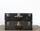 Vintage Black Luggage / Hardboard Suitcase
