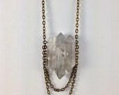 SALE --- 3 stone crystal quartz necklace